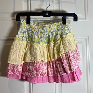 Loveshackfancy Floral Tiered Skirt - Yellow and Pink